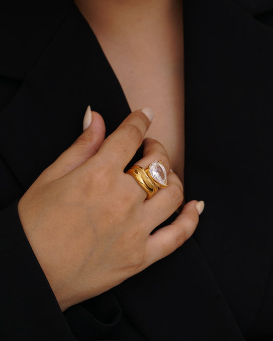 Pear Solitaire Ring