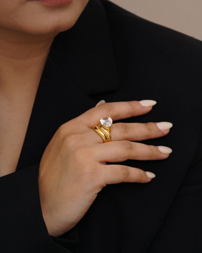 Pear Solitaire Ring