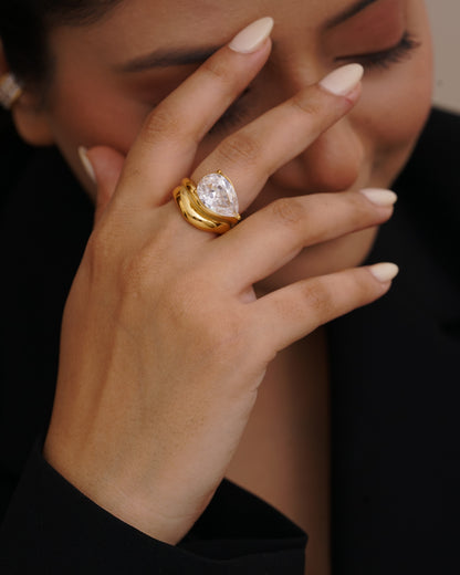 Pear Solitaire Ring