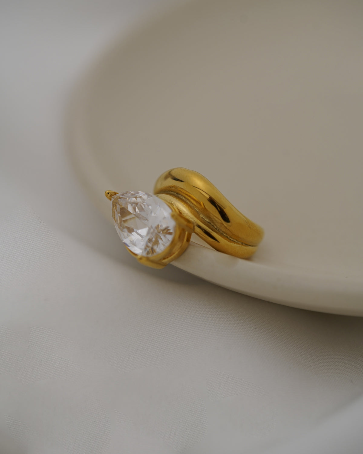 Pear Solitaire Ring