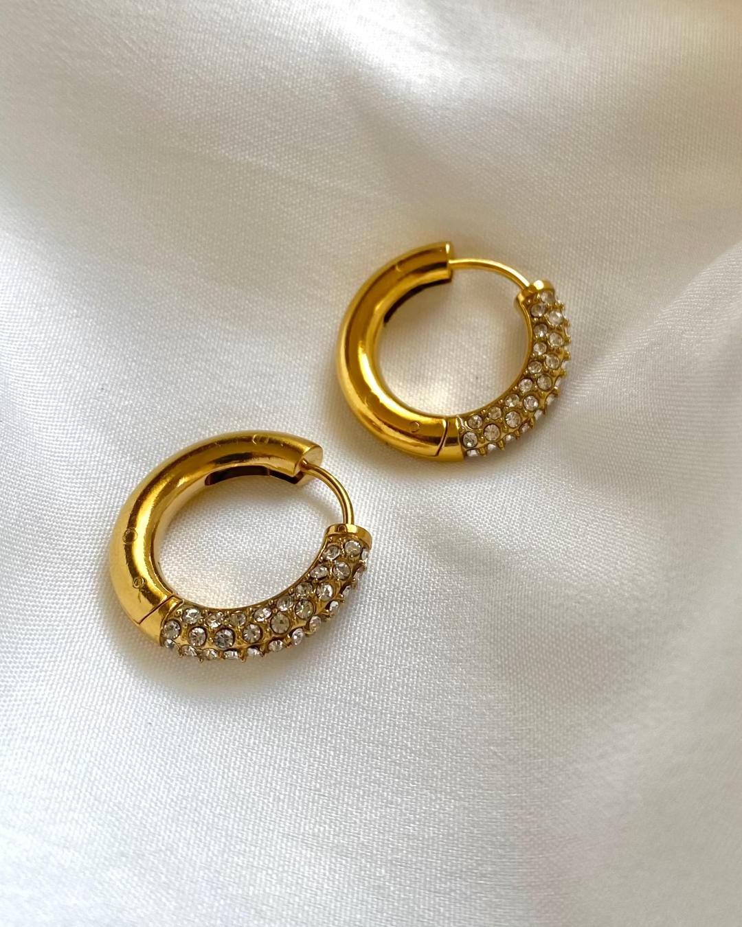 Crystal Huggie Hoops