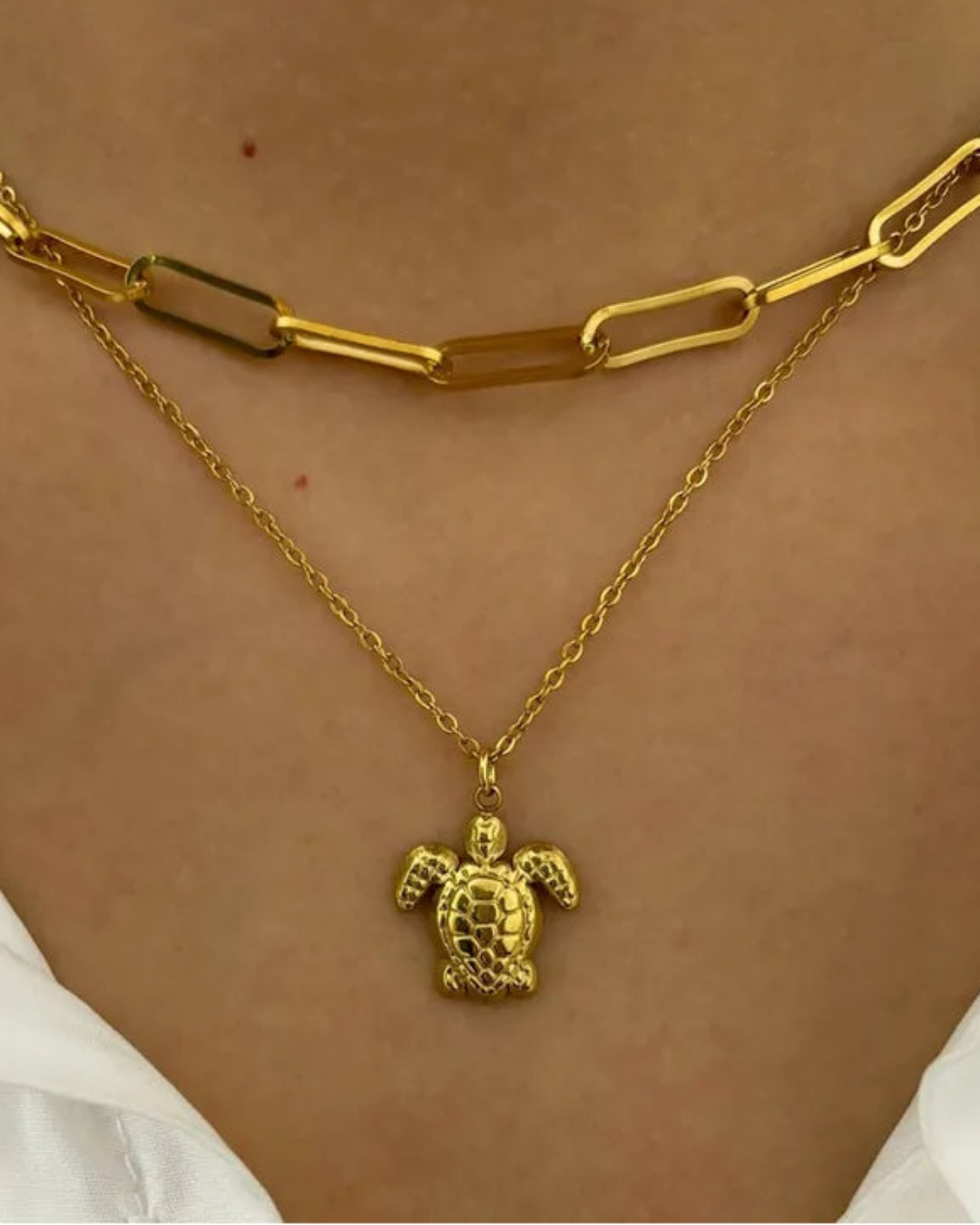 Sleek Link Chain & Turtle Pendant Combo